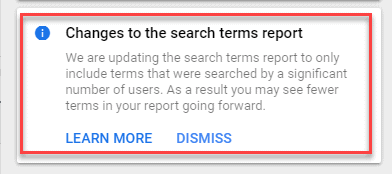 google changes the search term report